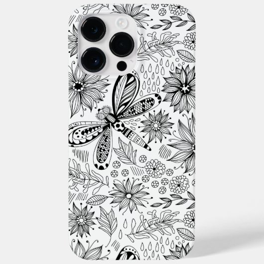 Libelle und Blume-Doodle Case-Mate iPhone Hülle (Rückseite)