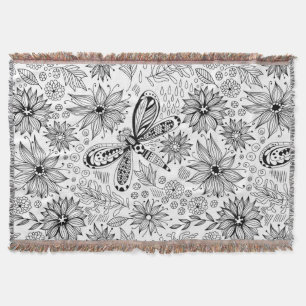 Libelle und Blume doodle Decke