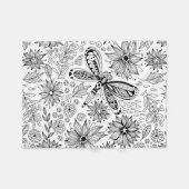 Libelle und Blume-Doodle Fleecedecke (Vorderseite (Horizontal))