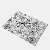 Libelle und Blume-Doodle Fußmatte (Schrägansicht)
