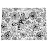Libelle und Blume-Doodle Große Geschenktüte (Vorderseite)