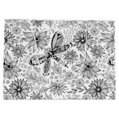 Libelle und Blume-Doodle Große Geschenktüte (Rückseite)