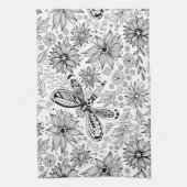 Libelle und Blume-Doodle Küchentuch (Vertikal)