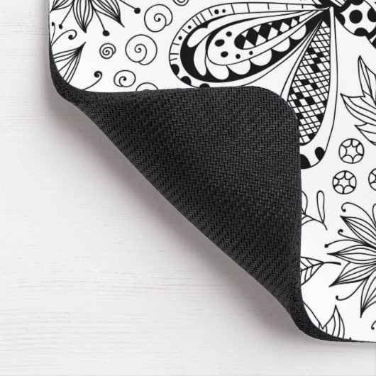 Libelle und Blume-Doodle Mousepad (Ecke)