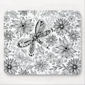 Libelle und Blume-Doodle Mousepad (Vorne)
