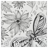 Libelle und Blume doodle Stoff (Nahaufnahme)