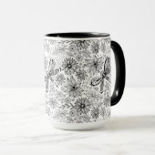 Libelle und Blume-Doodle Tasse (VorderseiteRechts)