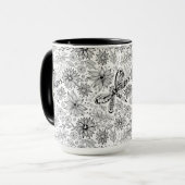 Libelle und Blume-Doodle Tasse (Vorderseite Links)