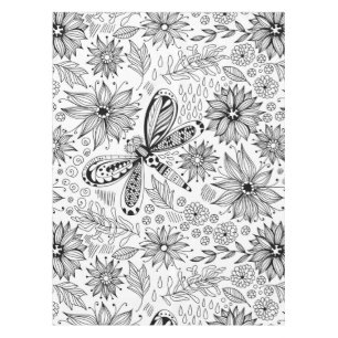 Libelle und Blume-Doodle Tischdecke