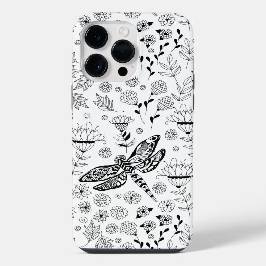 Libelle und Blumen iPhone Hülle (Rückseite)