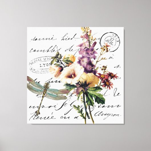 Libelle und Blumen Leinwanddruck (Vorderseite)