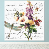 Libelle und Blumen Leinwanddruck (Insitu (Holzboden))