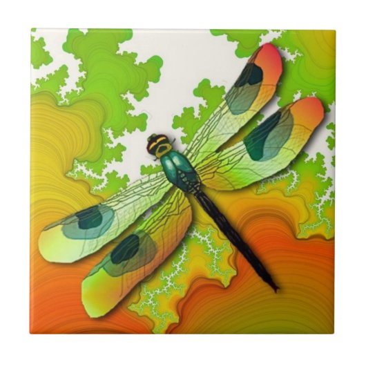 Libelle und Fraktal-Fliese Fliese (Vorderseite)
