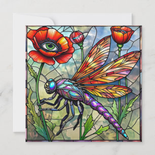 Libelle Und Mohnblume Surrealer Garten Natur Karte
