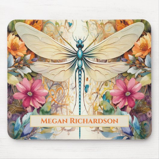 Libelle und Wildblumen mit Namen Mousepad (Vorne)