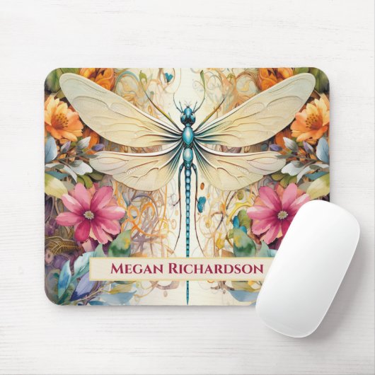 Libelle und Wildblumen mit Namen Mousepad (Mit Mouse)