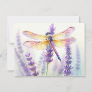Libelle unter Lavendel Blume Postkarte