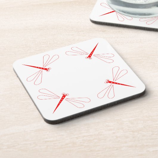 Libelle - Untersetzer aus weißem Kunststoff - Set  (Linke Seite)