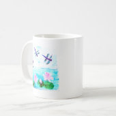 Libelle, Wasserlilie Blume Malerei Kaffeetasse (Vorderseite Links)