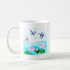 Libelle, Wasserlilie Blume Malerei Kaffeetasse