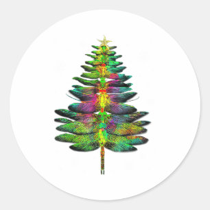 Libelle Weihnachtsbaum Libelle Xmas Runder Aufkleber