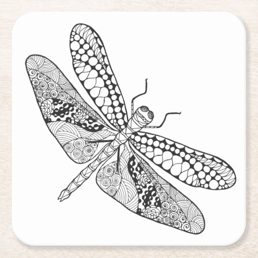 Libelle Zendoodle Rechteckiger Pappuntersetzer (Vorderseite)