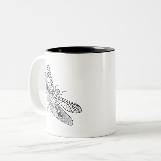 Libelle Zendoodle Zweifarbige Tasse (Vorderseite Links)