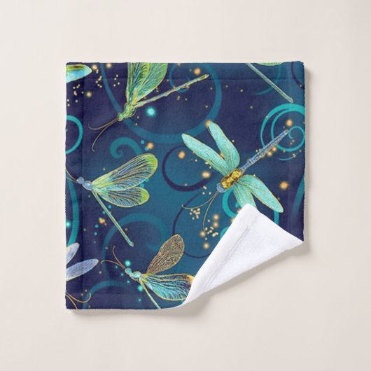 Libellen Aquamarin Badhandtuch Set (Waschlappen)