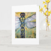Libellen-Aquarell-Kunst-Gruß-Karte Karte (Gelbe Blume)