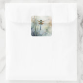 Libellen-Aquarell-Kunst Quadratischer Aufkleber (Tasche)