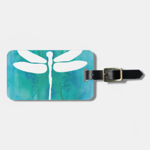 Libellen-Aquarell-weiße Aqua-Blau-Libellen Gepäckanhänger