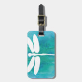 Libellen-Aquarell-weiße Aqua-Blau-Libellen Gepäckanhänger (Vorderseite vertikal)