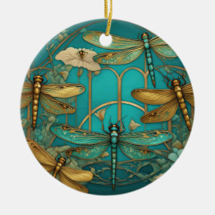 Libellen Art Nouveau Art Deco Türkis Libelle Keramik Ornament