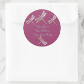 Libellen auf Burgandy Runder Aufkleber (Tasche)