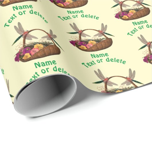 Libellen auf dem Korb der Blume Personalisiert Geschenkpapier (Rolleneckpunkt)