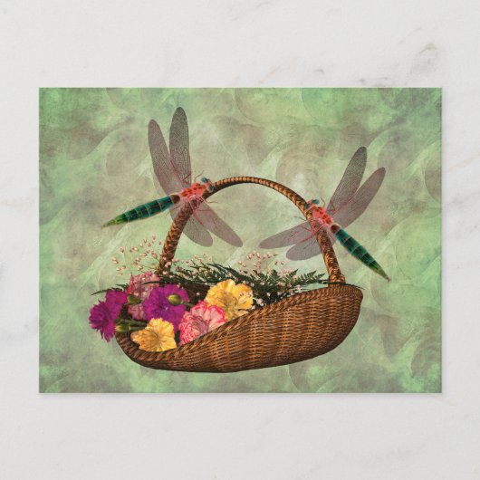 Libellen auf der Blume Postkarte (Vorderseite)