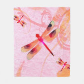 Libellen auf rosa Fleecefelette Fleecedecke (Vorderseite)