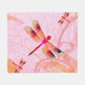 Libellen auf rosa Fleecefelette Fleecedecke (Vorderseite (Horizontal))