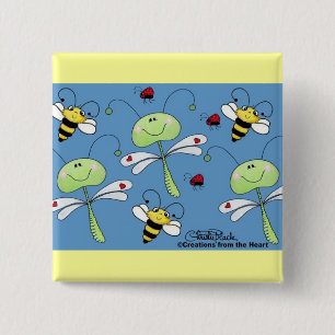 Libellen, Bienen und Ladybugs Collage Button