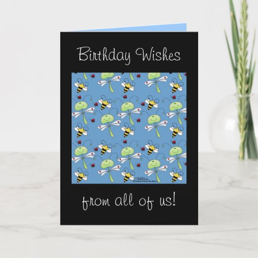 Libellen, Bienen und Ladybugs Collage Karte (Vorderseite)