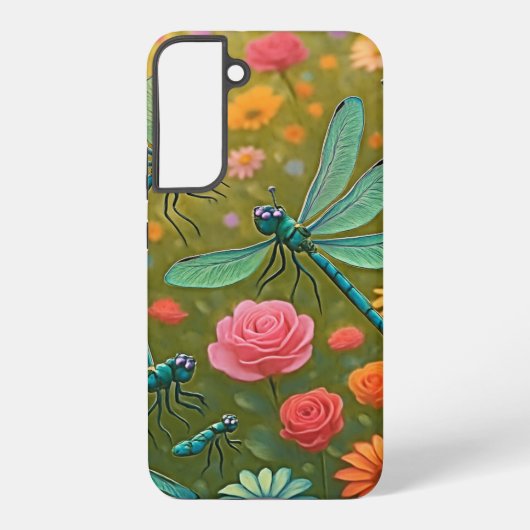 Libellen Blumen Samsung Galaxy Hülle (Rückseite)