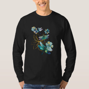 Libellen Blumen Wasserfarbe Farbige Florale Dra T-Shirt