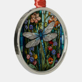 Libellen-Boho-Blumen-Botanik-Glasmalerei Ornament Aus Metall (Rechts)