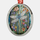 Libellen-Boho-Blumen-Botanik-Glasmalerei Ornament Aus Metall (Links)