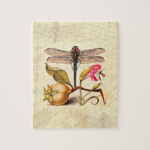 Libellen-Botanische-Natur-Wildlife-Hoefnagel-Kunst Puzzle