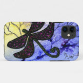 Libellen-Collage über Aquarell - blaues Gelb Case-Mate iPhone Hülle (Rückseite (Horizontal))