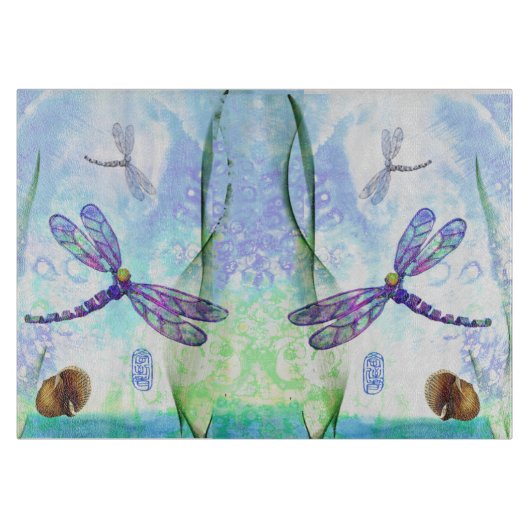 Libellen-dekoratives Glasschneiden-Brett Schneidebrett (Vorderseite)