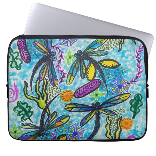 Libellen-Fantasie Laptopschutzhülle (Vorderseite)