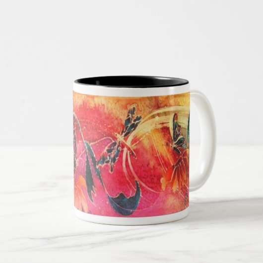 Libellen-Fantasie Zweifarbige Tasse (VorderseiteRechts)
