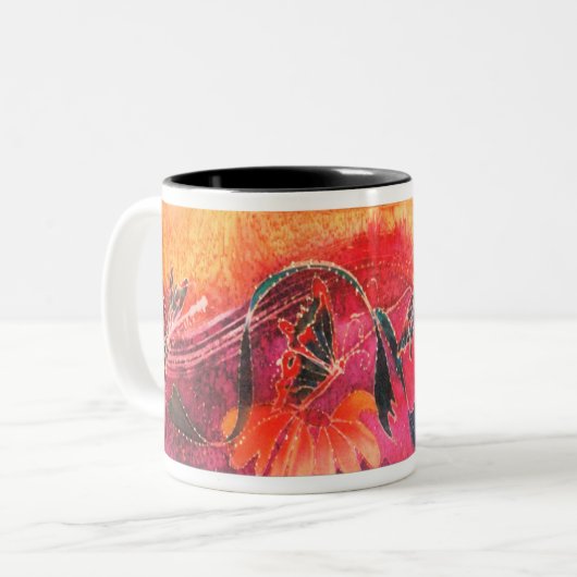 Libellen-Fantasie Zweifarbige Tasse (Vorderseite Links)